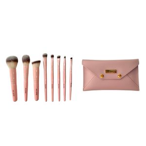 Kit de Brochas Pink Envelope con 8 Brochas para Cara y Ojos en Sobre Rosado