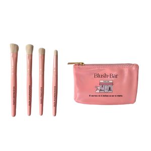Mini Kit de 4 Brochas para Ojos en Estuche Rosado Coneja Blush-Bar