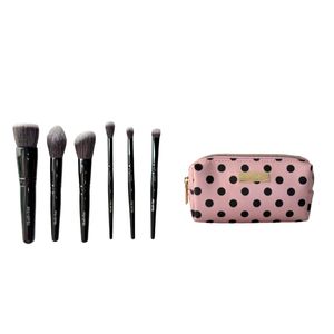 Kit de 6 Brochas para Cara y Ojos con Cosmetiquero Bestie de Pepas